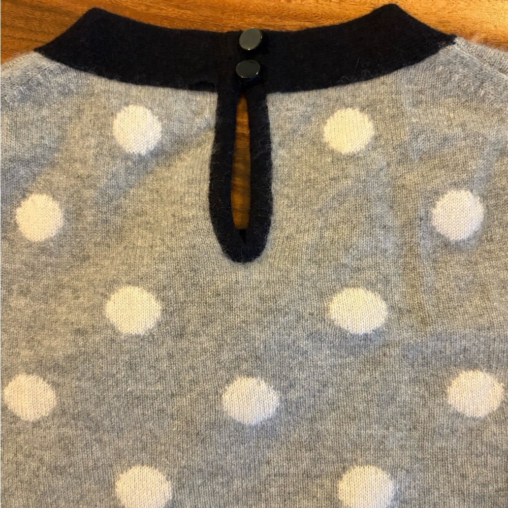 J Crew Women’s Gray Polka Dot 100% Cashmere Crewneck Sweater With Bow Small S - Picture 11 of 11